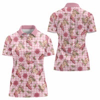 Pink Paniolo Palaka Hawaiian Cowgirl Christmas Women Polo Shirt - Polynesian Pride