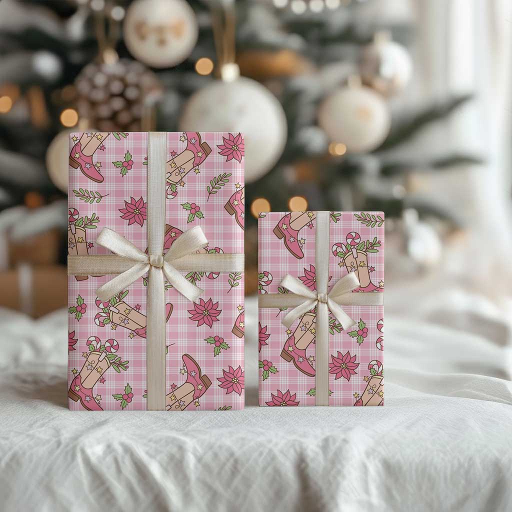 Pink Paniolo Palaka Hawaiian Cowgirl Christmas Wrapping Paper LT9 - Polynesian Pride