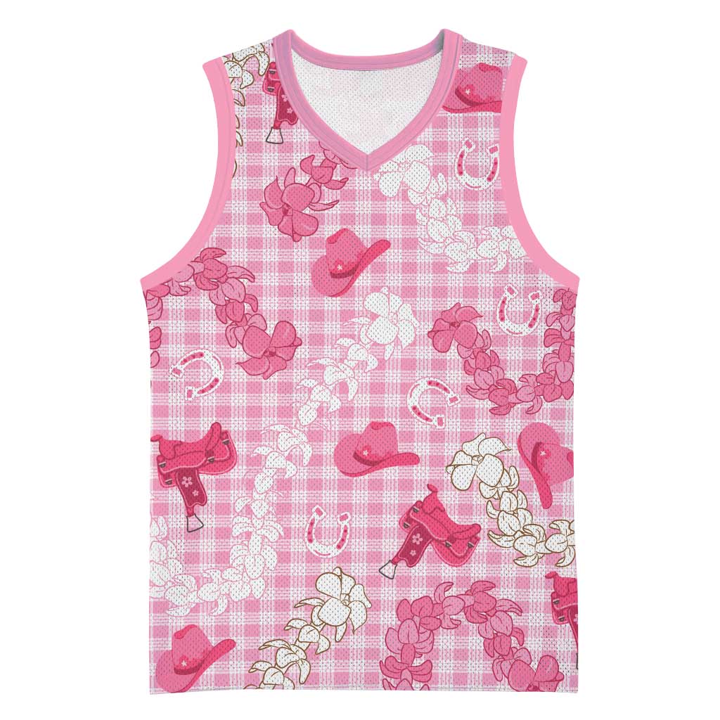 Paniolo Palaka Hawaiian Cowgirl Basketball Jersey LT9 Unisex Pink - Polynesian Pride