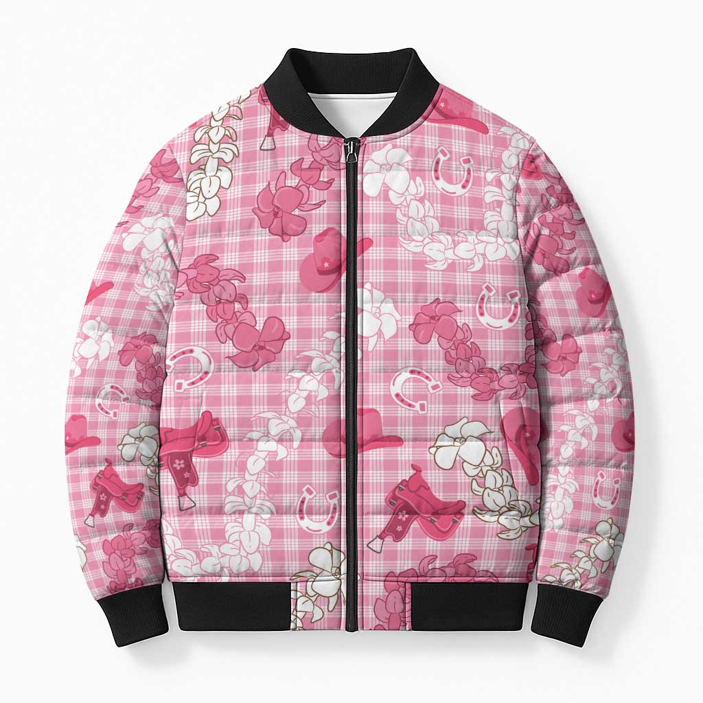 Paniolo Palaka Hawaiian Cowgirl Bomber Puffer Jacket LT9 Unisex Pink - Polynesian Pride