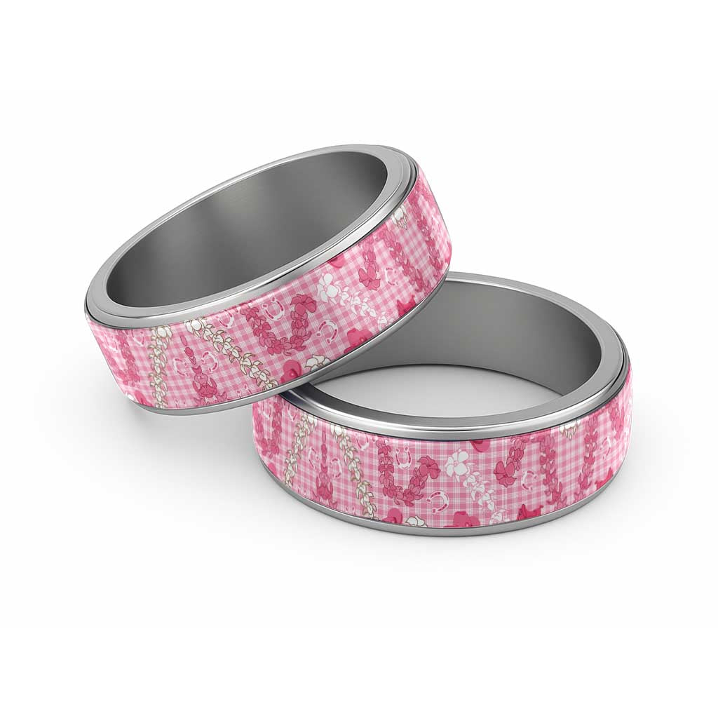 Paniolo Palaka Hawaiian Cowgirl Classic Ring LT9 Sliver Pink - Polynesian Pride