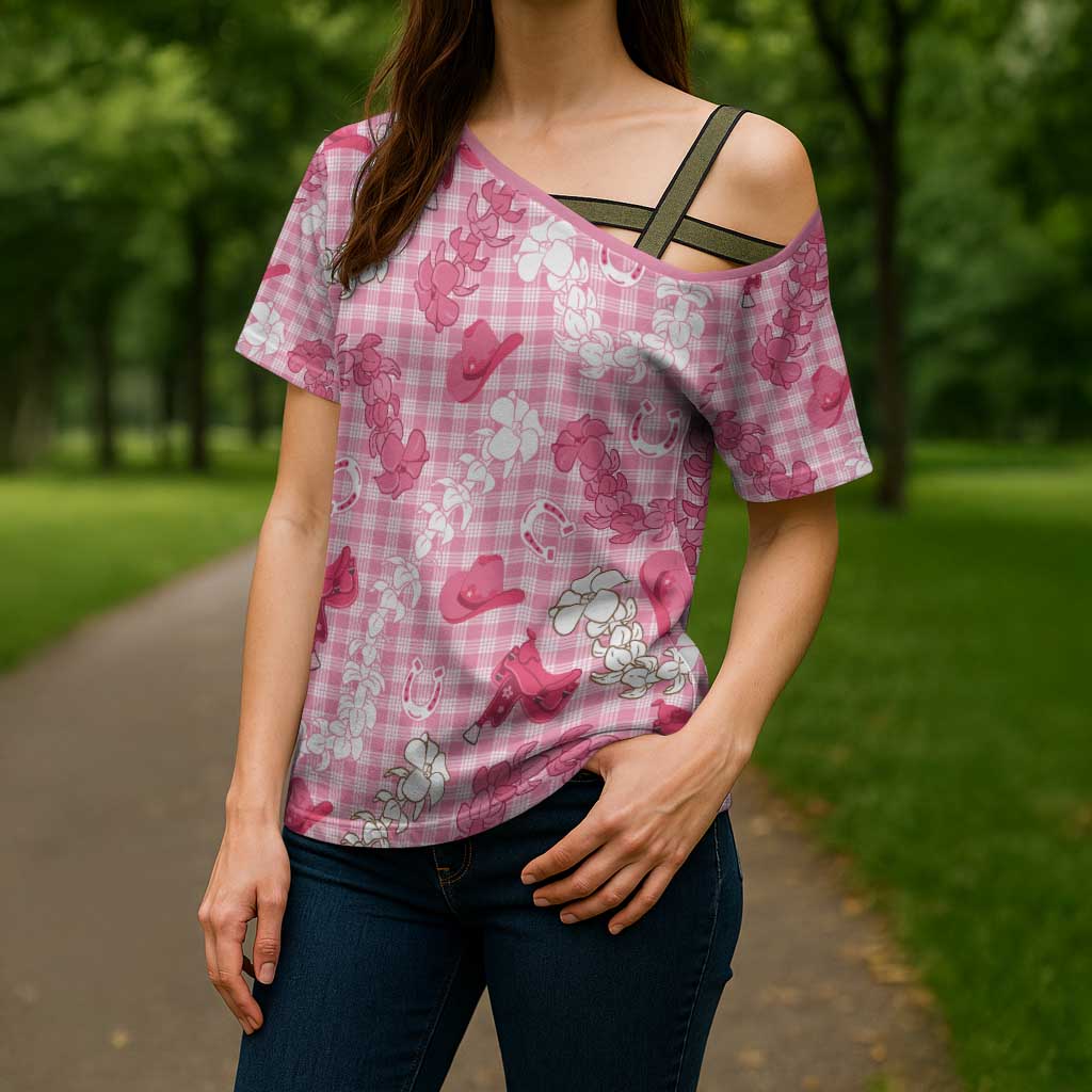Paniolo Palaka Hawaiian Cowgirl Cross Shoulder Shirt LT9 - Polynesian Pride