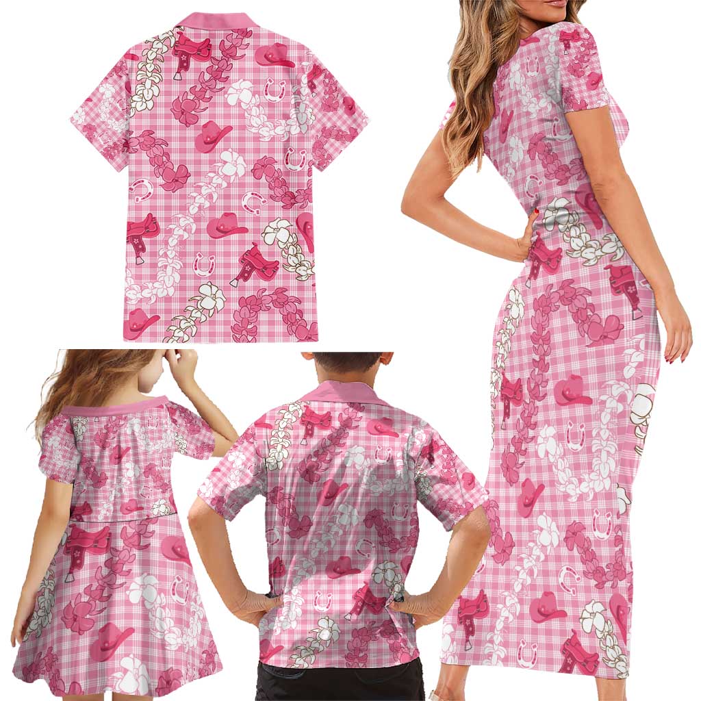 Paniolo Palaka Hawaiian Cowgirl Family Matching Short Sleeve Bodycon Dress and Hawaiian Shirt - Polynesian Pride
