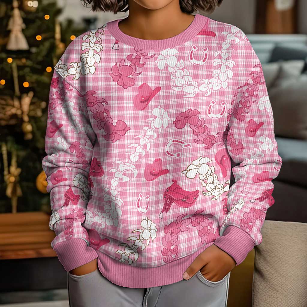 Paniolo Palaka Hawaiian Cowgirl Kid Ugly Christmas Sweater LT9 - Polynesian Pride