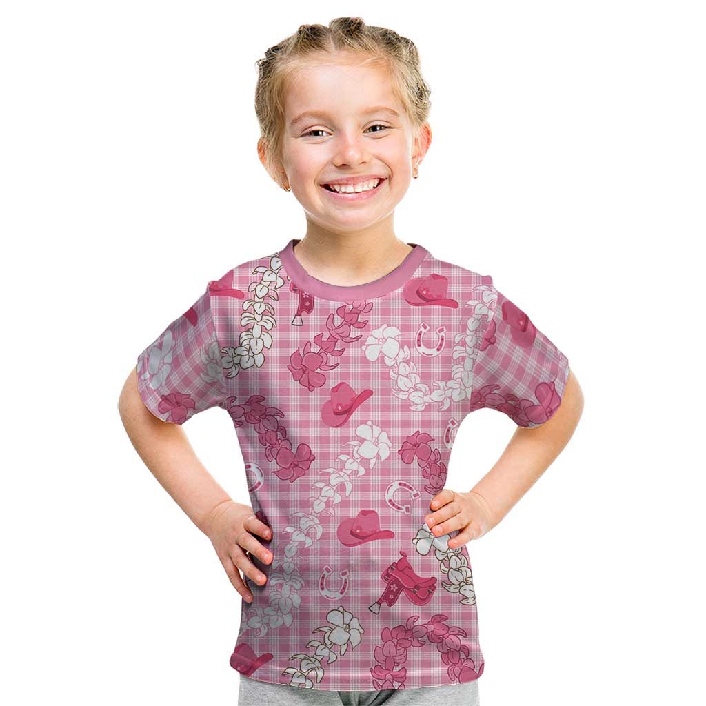Paniolo Palaka Hawaiian Cowgirl Kid T Shirt LT9 Pink - Polynesian Pride