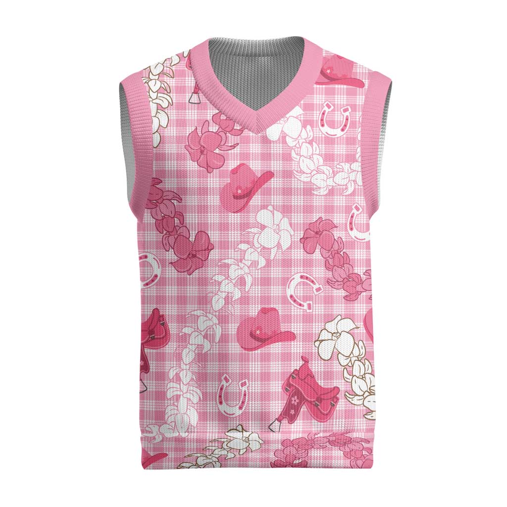 Paniolo Palaka Hawaiian Cowgirl Christmas Knitted V-Neck Vest LT9 Pink - Polynesian Pride