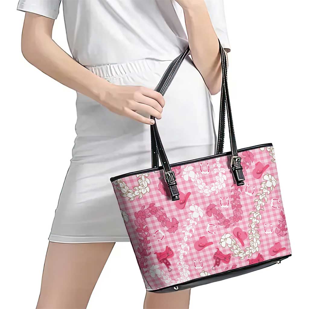 Paniolo Palaka Hawaiian Cowgirl Leather Tote Bag LT9 - Polynesian Pride
