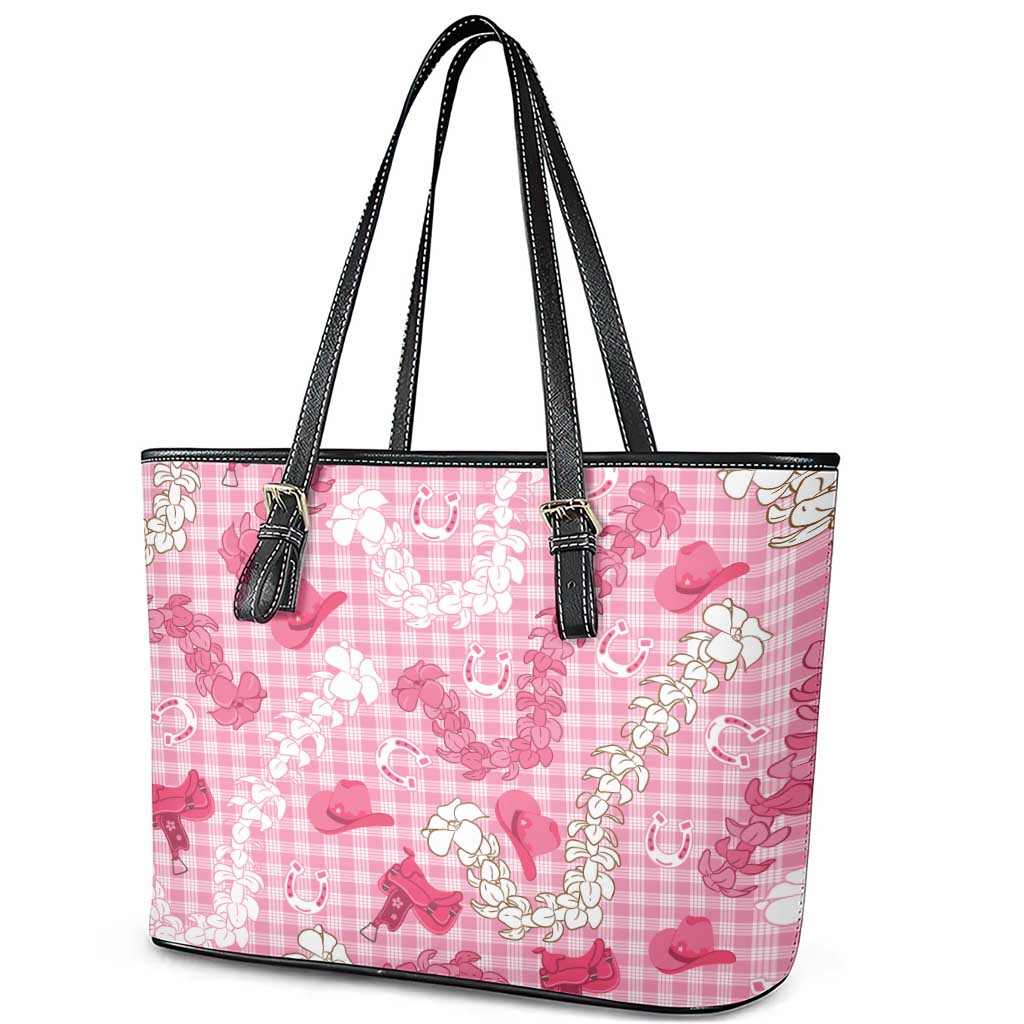 Paniolo Palaka Hawaiian Cowgirl Leather Tote Bag LT9 - Polynesian Pride