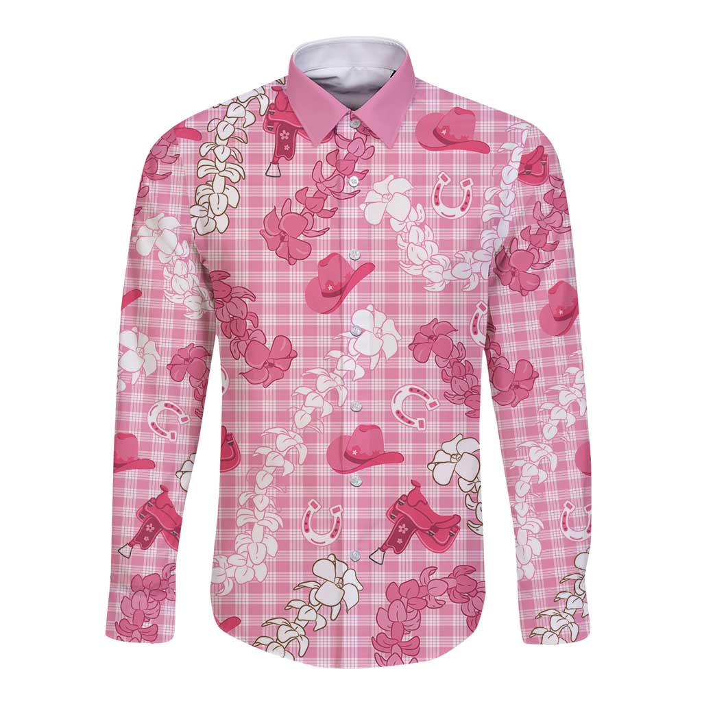 Paniolo Palaka Hawaiian Cowgirl Long Sleeve Button Shirt LT9 Unisex Pink - Polynesian Pride
