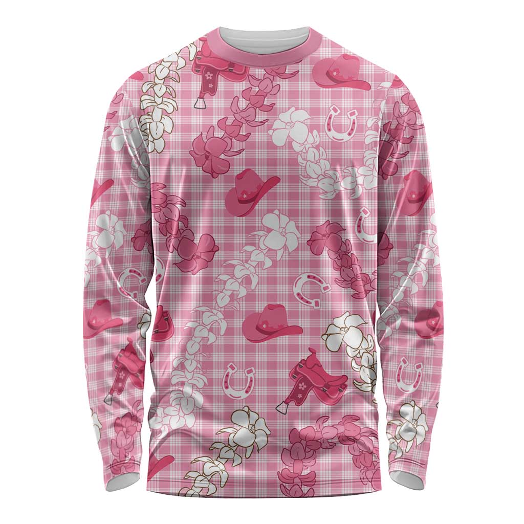 Paniolo Palaka Hawaiian Cowgirl Long Sleeve Shirt LT9 Unisex Pink - Polynesian Pride