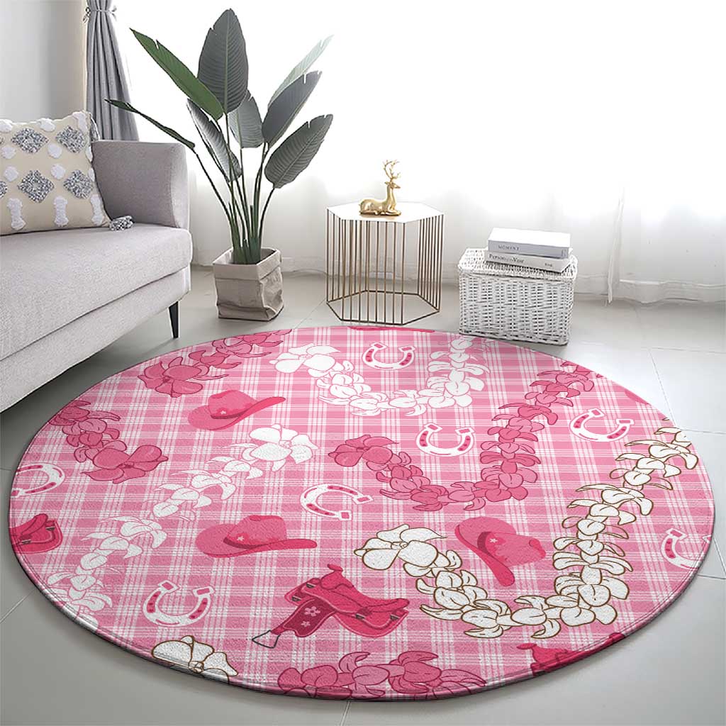 Paniolo Palaka Hawaiian Cowgirl Round Carpet - Polynesian Pride