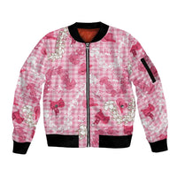 Paniolo Palaka Hawaiian Cowgirl Sleeve Zip Bomber Jacket LT9 Unisex Pink - Polynesian Pride