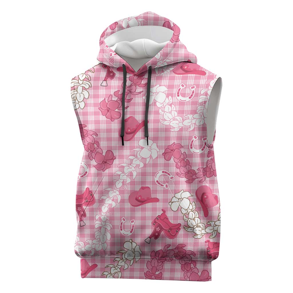 Paniolo Palaka Hawaiian Cowgirl Sleeveless Hoodie LT9 Pink - Polynesian Pride