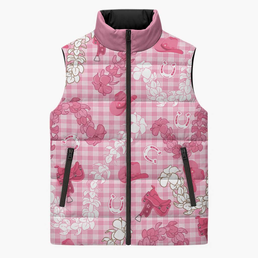 Paniolo Palaka Hawaiian Cowgirl Sleeveless Puffer Jacket LT9 Unisex Pink - Polynesian Pride