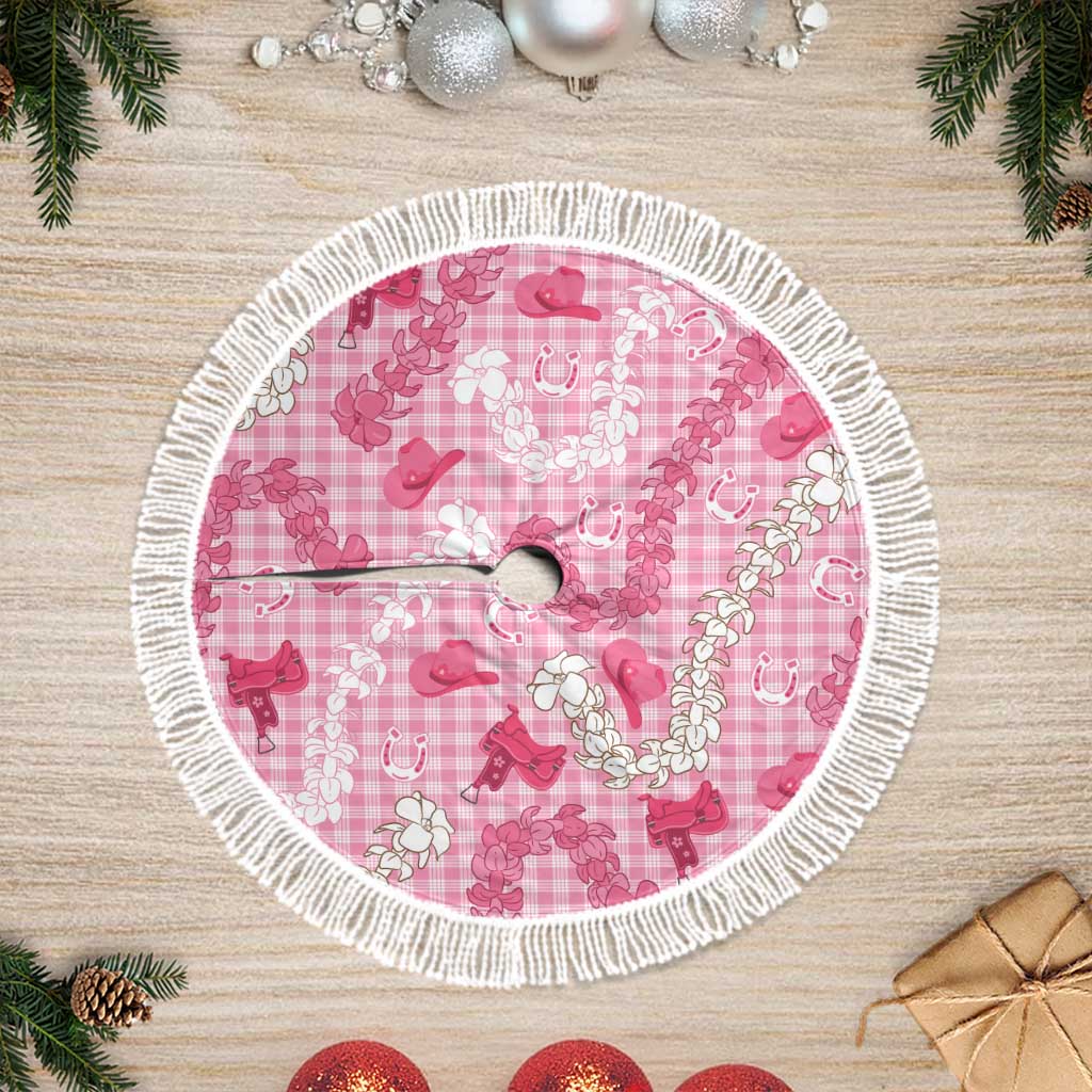 Paniolo Palaka Hawaiian Cowgirl Tree Skirt LT9 Fringed Pink - Polynesian Pride