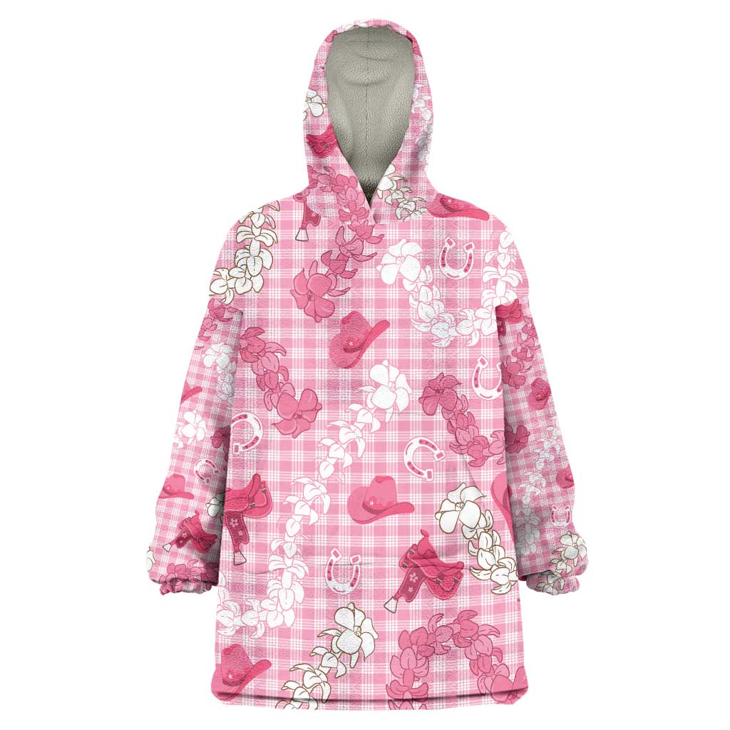 Paniolo Palaka Hawaiian Cowgirl Wearable Blanket Hoodie LT9 One Size Pink - Polynesian Pride