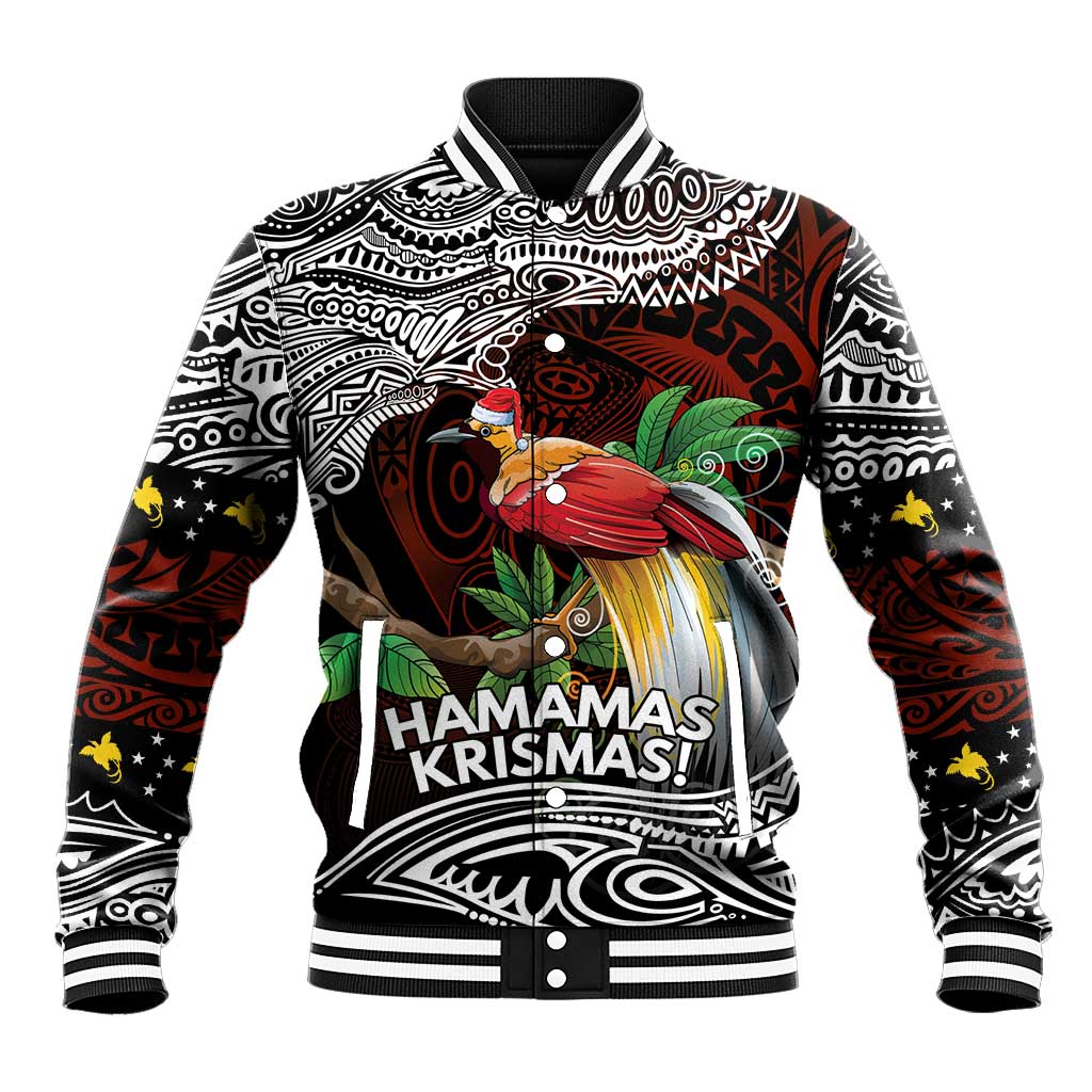 Papua New Guinea Christmas Baseball Jacket LT9 Unisex Black - Polynesian Pride