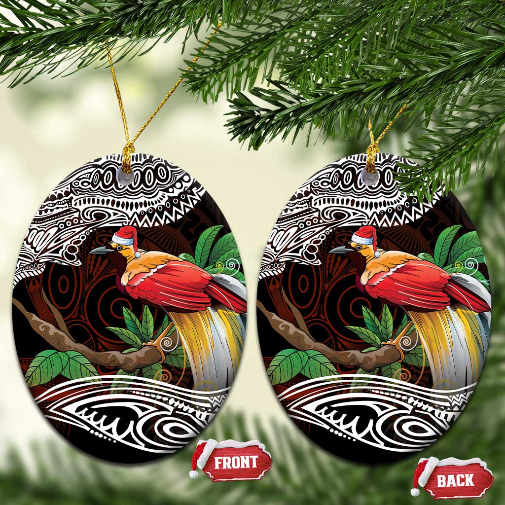 Papua New Guinea Christmas Ceramic Ornament LT9 Oval Black - Polynesian Pride
