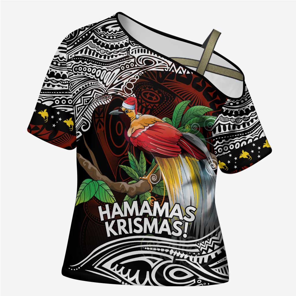 Papua New Guinea Christmas Cross Shoulder Shirt - Polynesian Pride