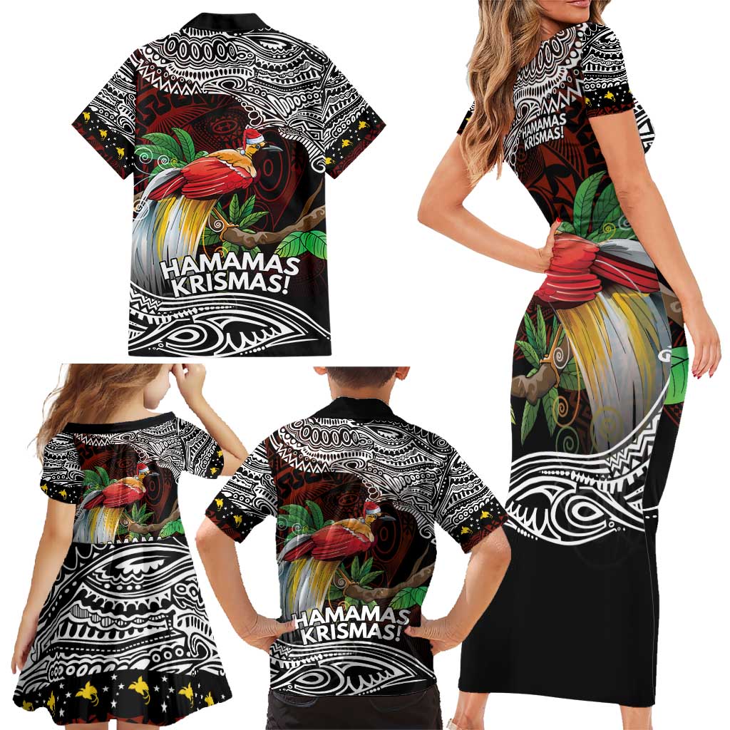 Papua New Guinea Christmas Family Matching Short Sleeve Bodycon Dress and Hawaiian Shirt - Polynesian Pride