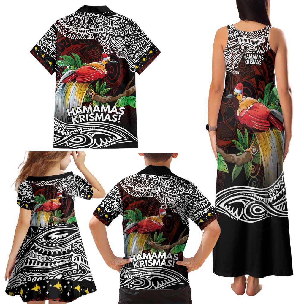 Papua New Guinea Christmas Family Matching Tank Maxi Dress and Hawaiian Shirt - Polynesian Pride