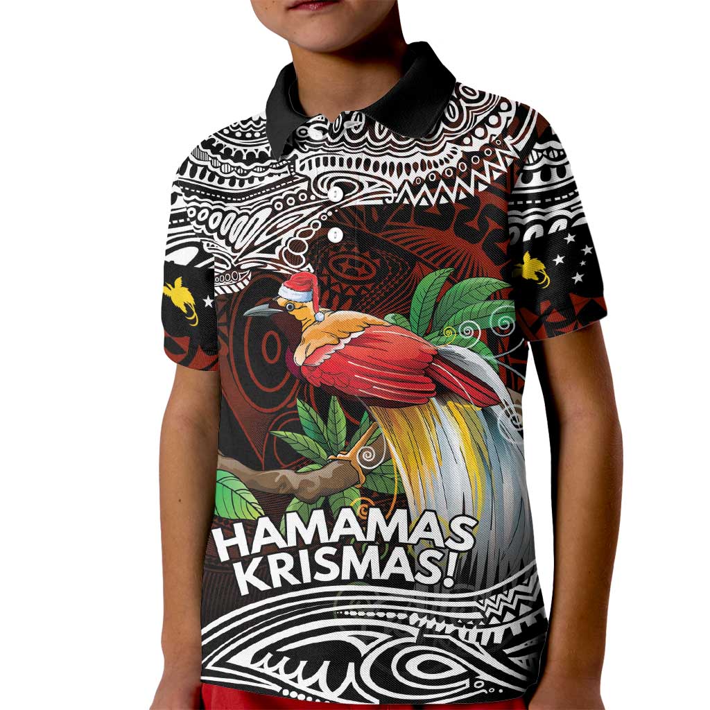 Papua New Guinea Christmas Kid Polo Shirt LT9 Kid Black - Polynesian Pride