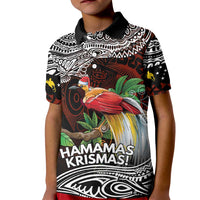 Papua New Guinea Christmas Kid Polo Shirt LT9 Kid Black - Polynesian Pride