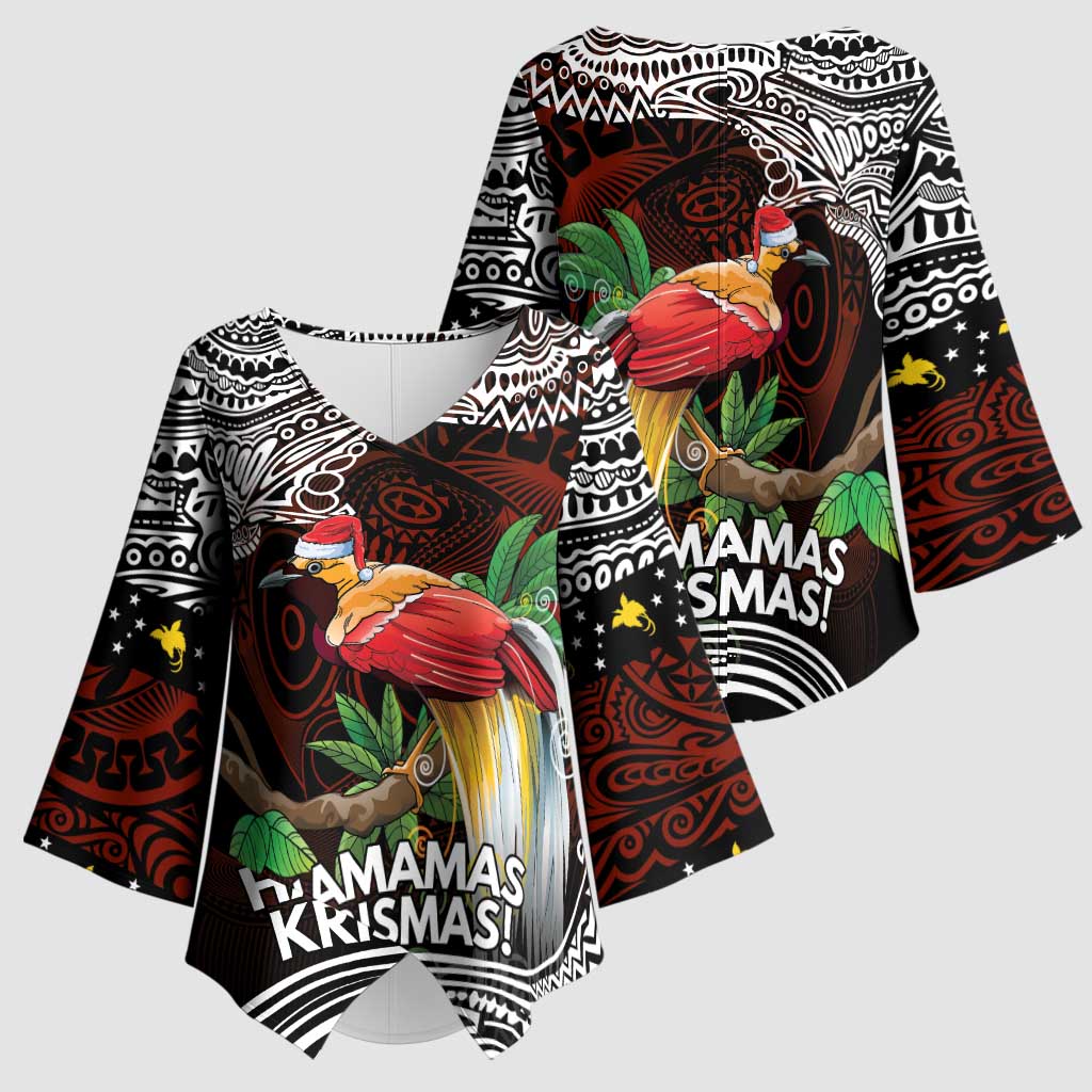 Papua New Guinea Christmas Kimono Sleeve Blouse LT9 - Polynesian Pride