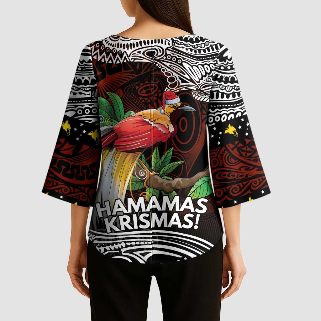 Papua New Guinea Christmas Kimono Sleeve Blouse LT9 - Polynesian Pride