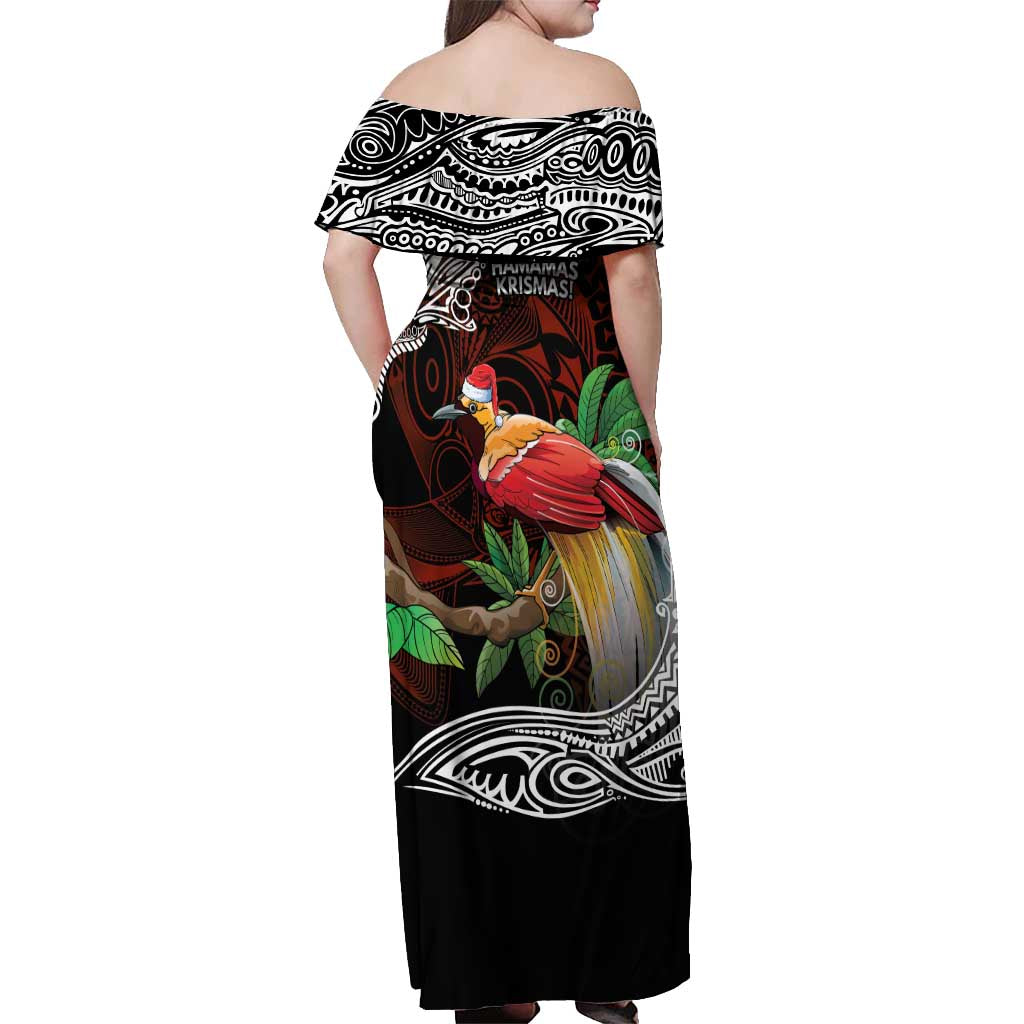 Papua New Guinea Christmas Off Shoulder Maxi Dress - Polynesian Pride