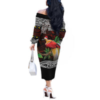 Papua New Guinea Christmas Off The Shoulder Long Sleeve Dress - Polynesian Pride
