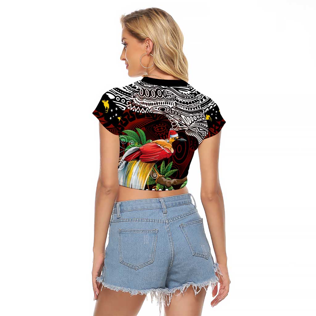 Papua New Guinea Christmas Raglan Cropped T Shirt LT9 - Polynesian Pride