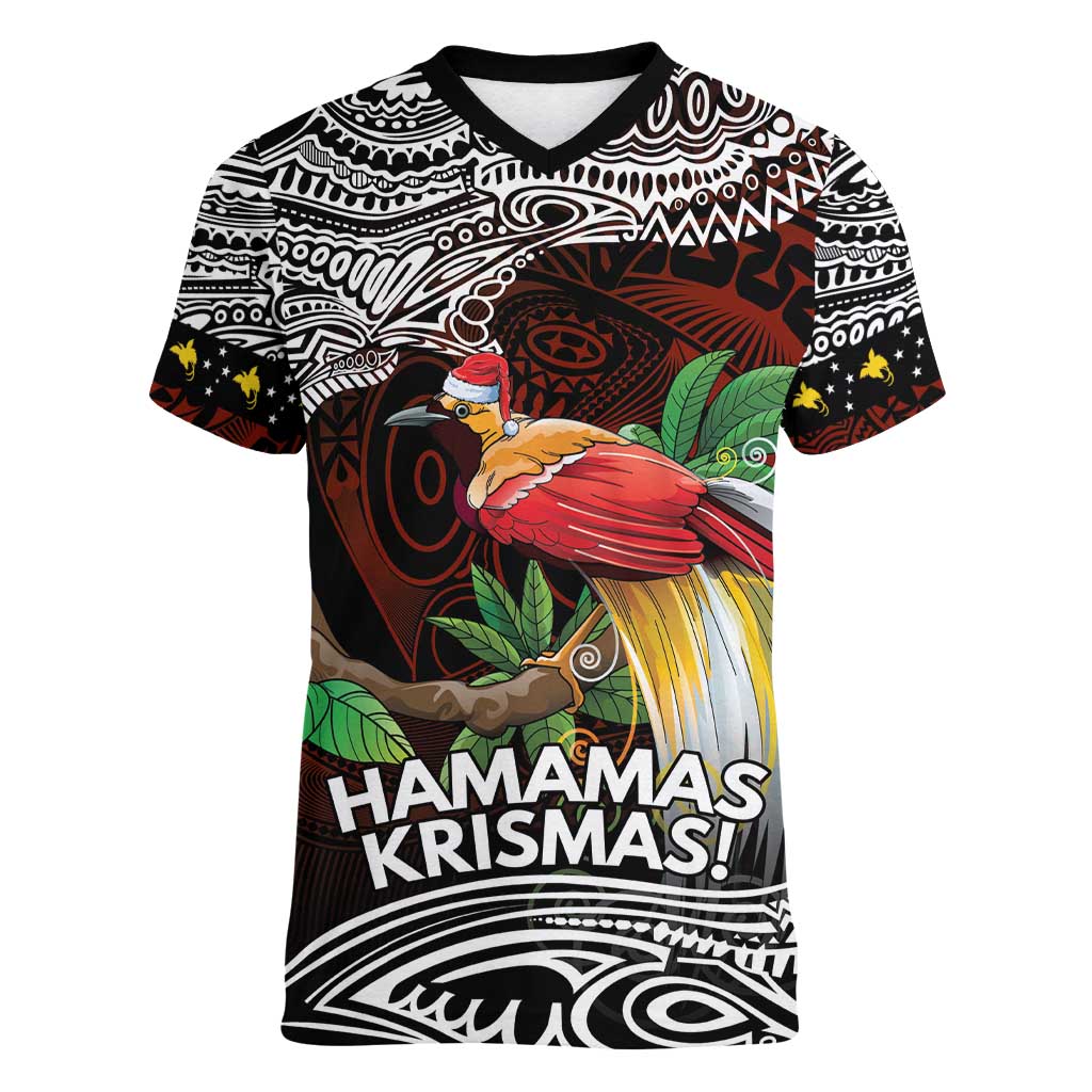 Papua New Guinea Christmas Women V-Neck T-Shirt - Polynesian Pride