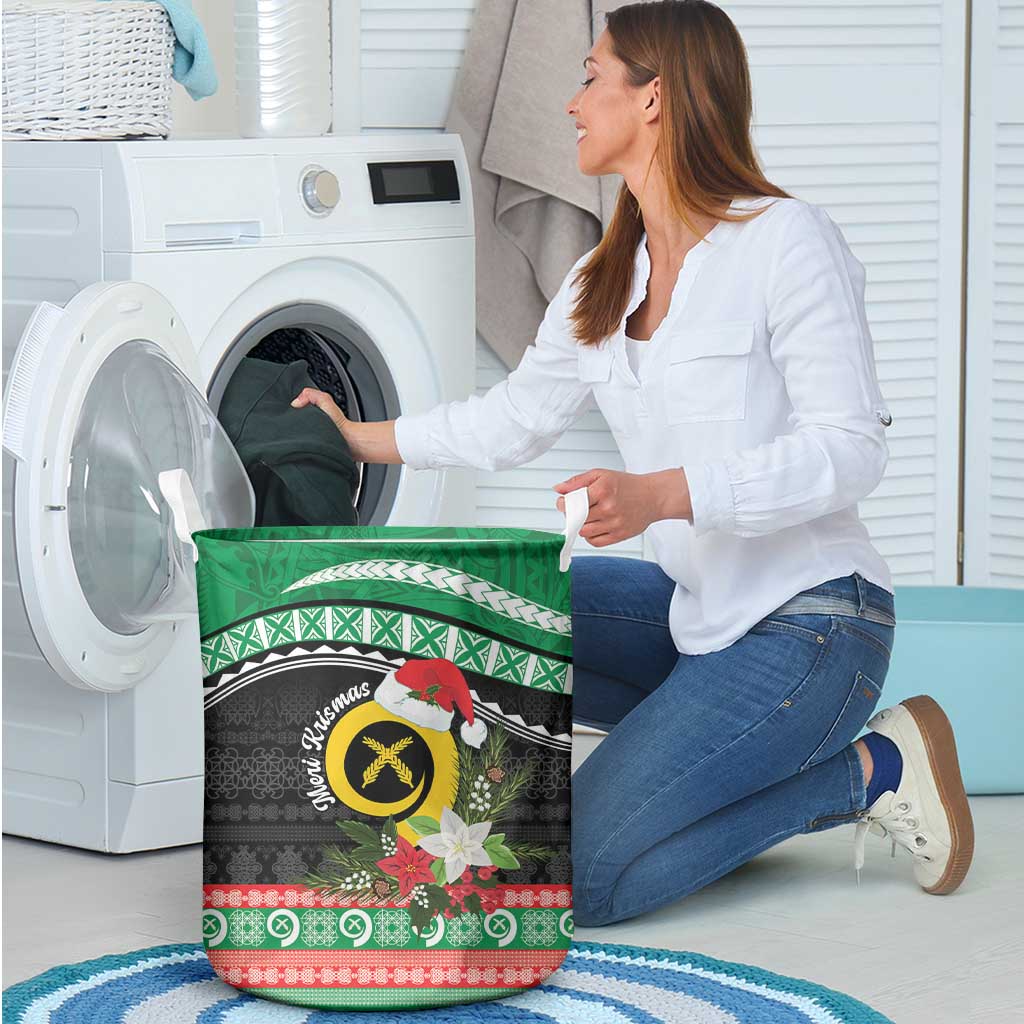 Vanuatu Pig's Tusk Meri Krismas! Laundry Basket Vanuatuan Sand Drawing Pattern - Polynesian Pride