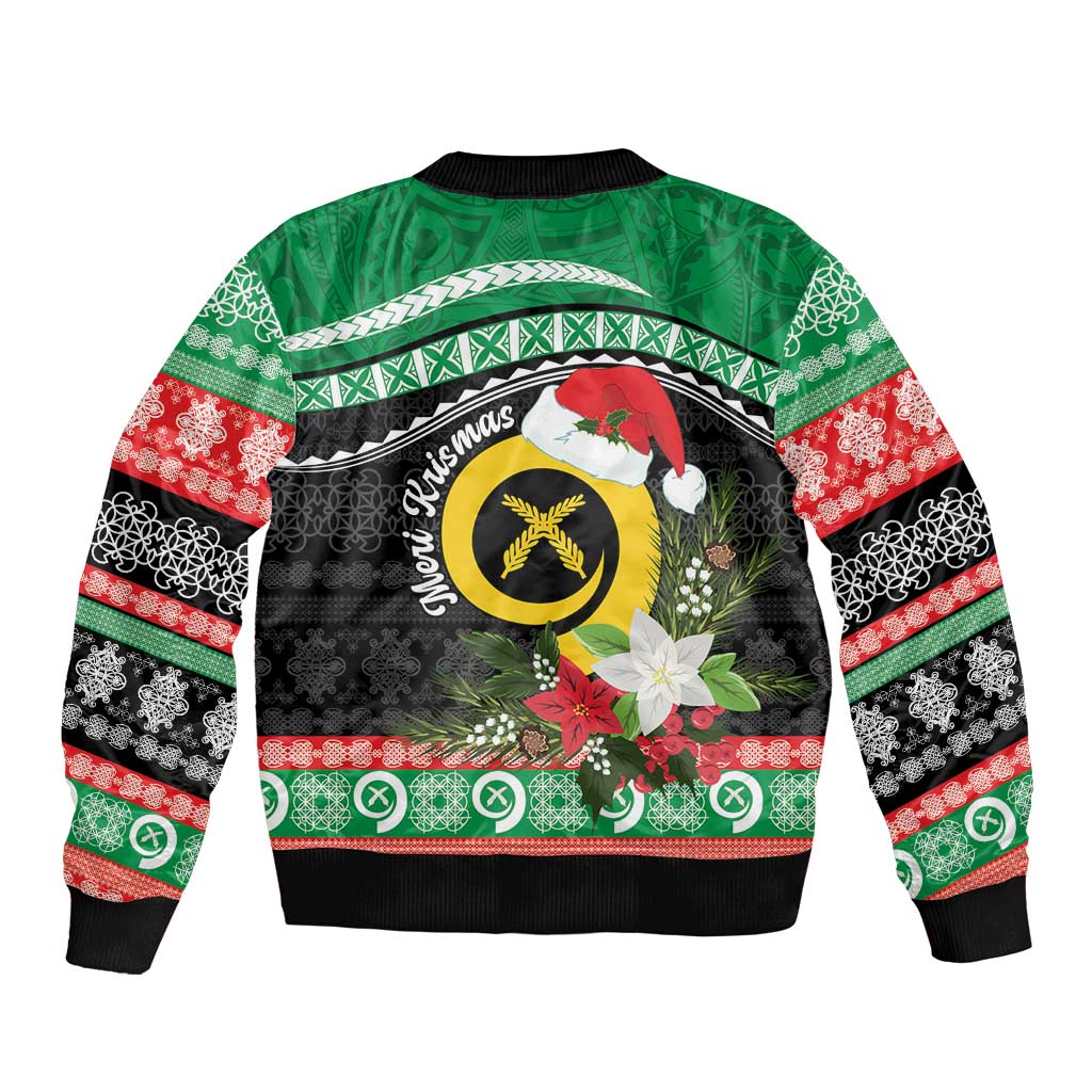 Vanuatu Pig's Tusk Meri Krismas! Bomber Jacket Vanuatuan Sand Drawing Pattern LT9 - Polynesian Pride