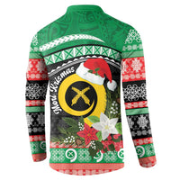 Vanuatu Pig's Tusk Meri Krismas! Button Sweatshirt Vanuatuan Sand Drawing Pattern - Polynesian Pride