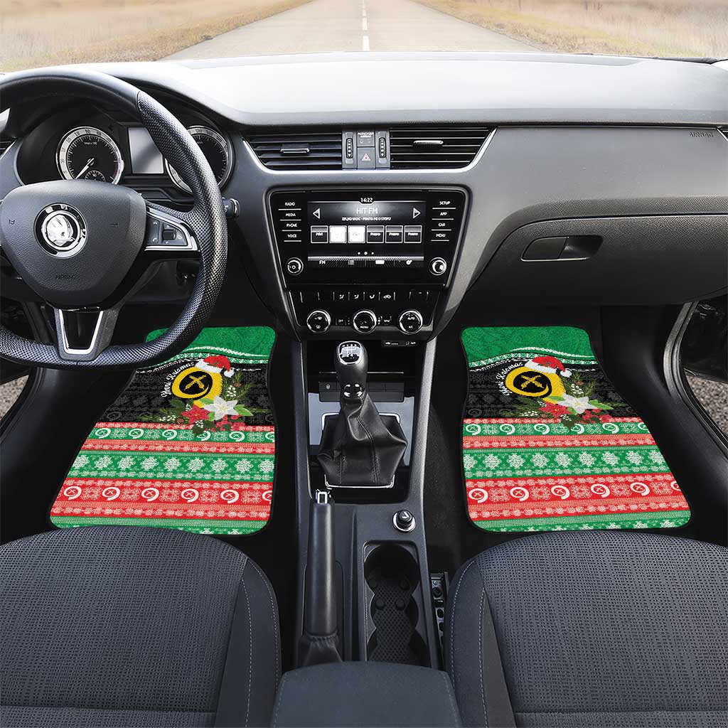 Vanuatu Pig's Tusk Meri Krismas! Car Mats Vanuatuan Sand Drawing Pattern - Polynesian Pride