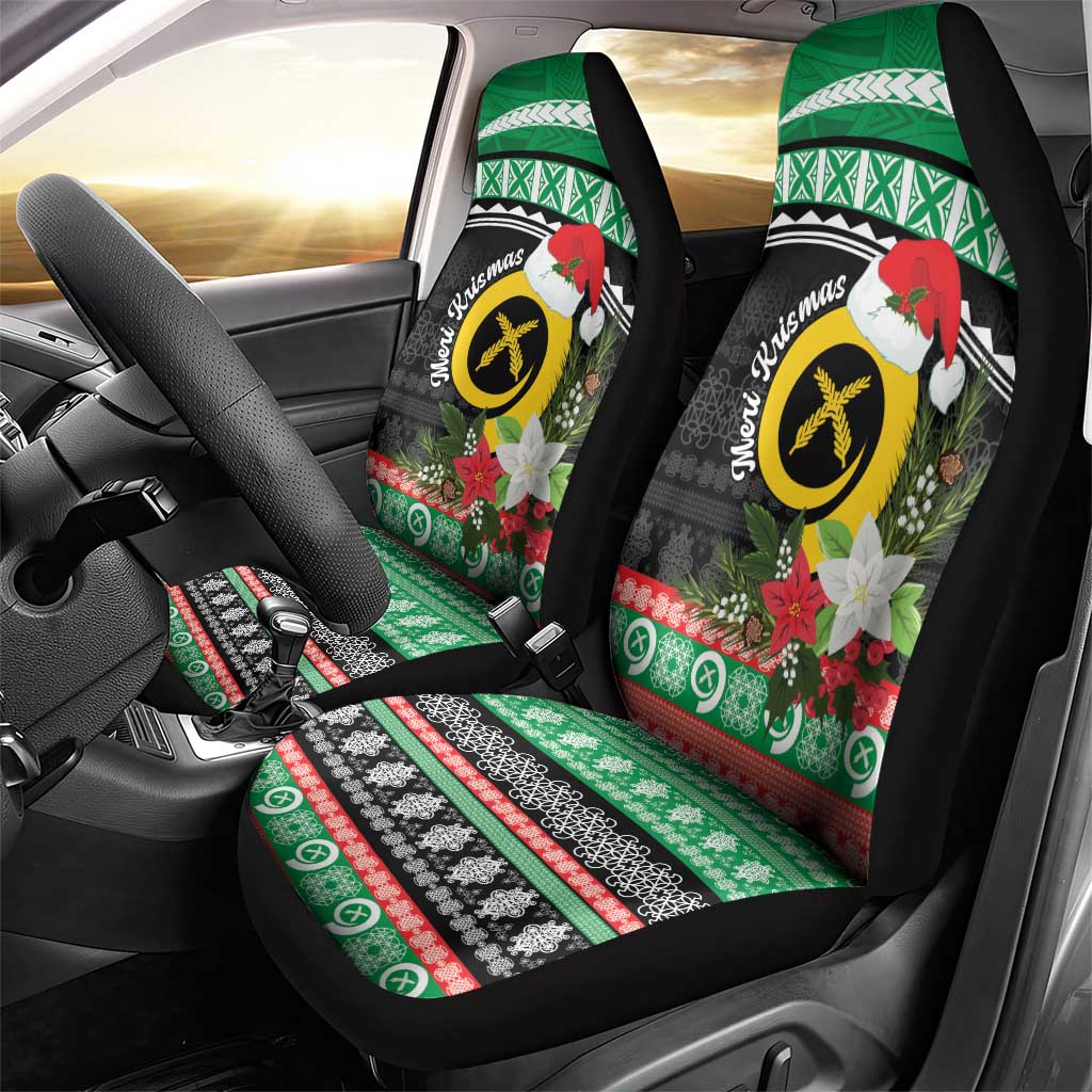 Vanuatu Pig's Tusk Meri Krismas! Car Seat Cover Vanuatuan Sand Drawing Pattern - Polynesian Pride