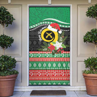 Vanuatu Pig's Tusk Meri Krismas! Door Cover Vanuatuan Sand Drawing Pattern - Polynesian Pride