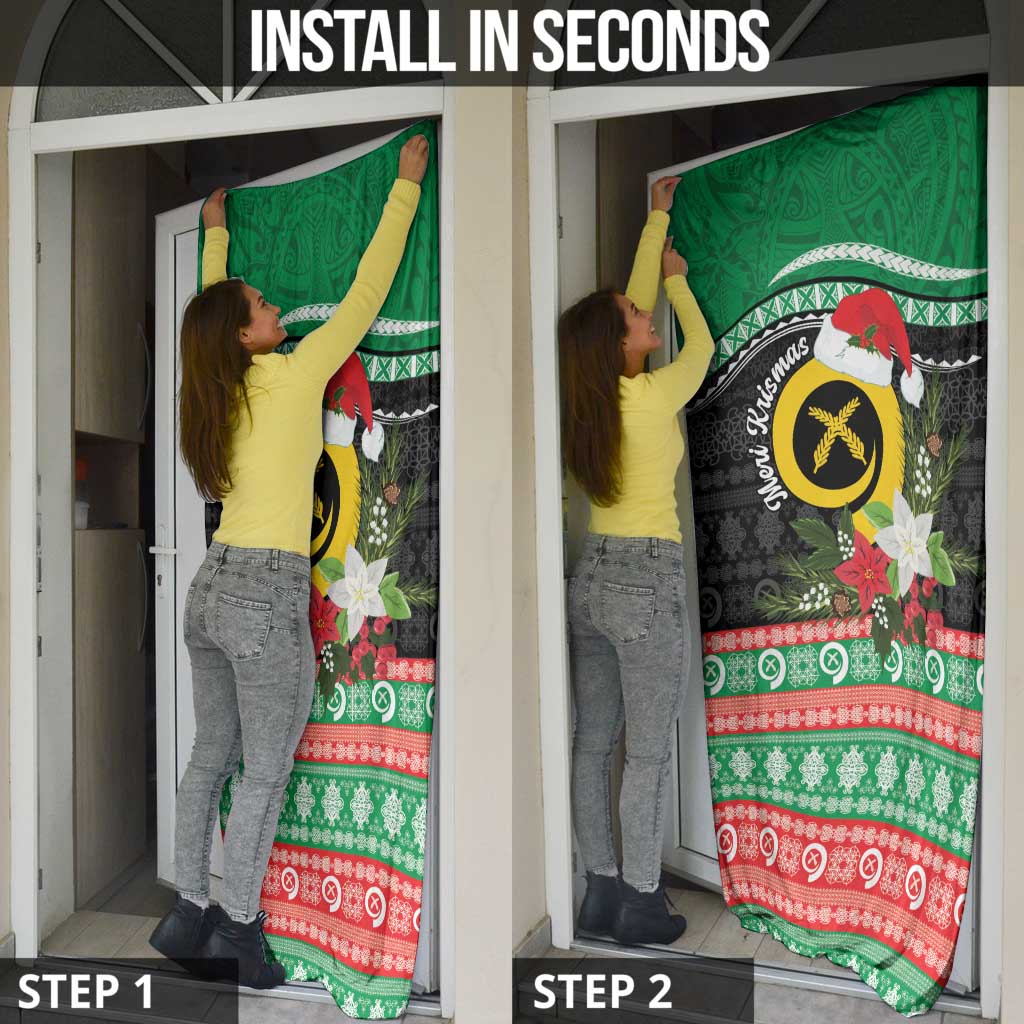 Vanuatu Pig's Tusk Meri Krismas! Door Cover Vanuatuan Sand Drawing Pattern - Polynesian Pride