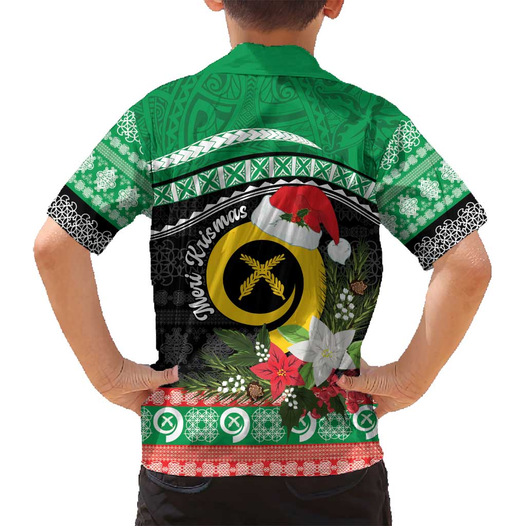 Vanuatu Pig's Tusk Meri Krismas! Family Matching Puletasi and Hawaiian Shirt Vanuatuan Sand Drawing Pattern - Polynesian Pride