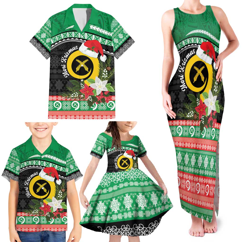 Vanuatu Pig's Tusk Meri Krismas! Family Matching Tank Maxi Dress and Hawaiian Shirt Vanuatuan Sand Drawing Pattern - Polynesian Pride