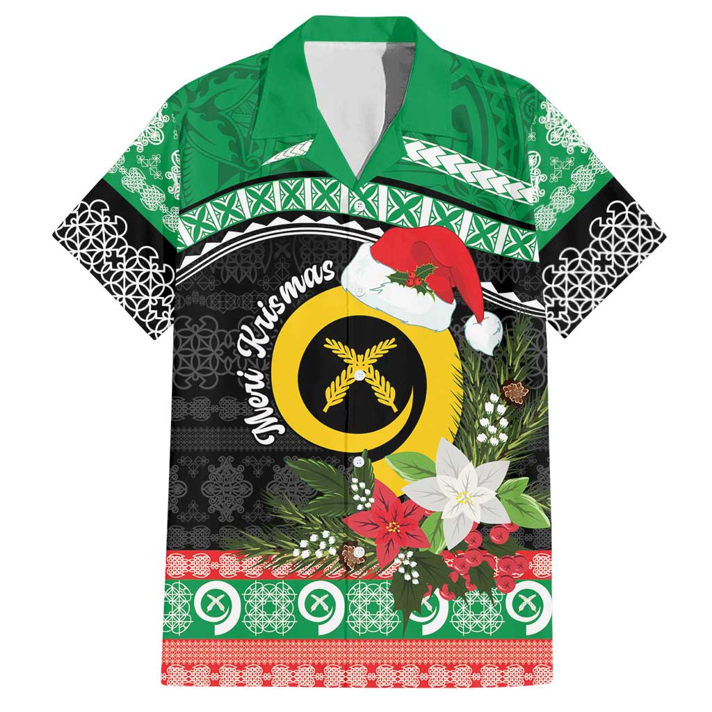Vanuatu Pig's Tusk Meri Krismas! Hawaiian Shirt Vanuatuan Sand Drawing Pattern - Polynesian Pride