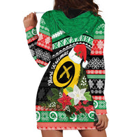 Vanuatu Pig's Tusk Meri Krismas! Hoodie Dress Vanuatuan Sand Drawing Pattern - Polynesian Pride