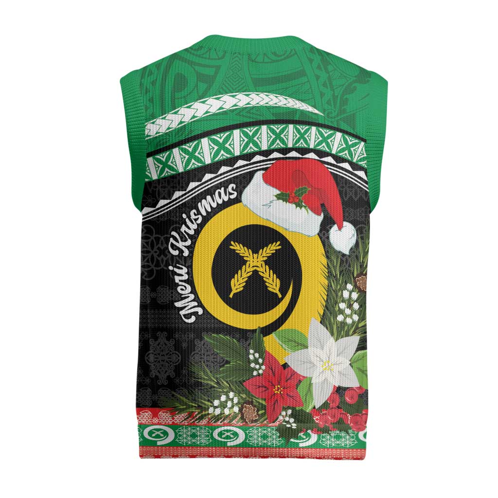 Vanuatu Pig's Tusk Meri Krismas! Christmas Knitted V-Neck Vest Vanuatuan Sand Drawing Pattern LT9 - Polynesian Pride