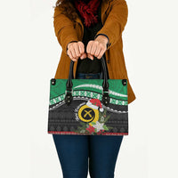 Vanuatu Pig's Tusk Meri Krismas! Leather Bag Vanuatuan Sand Drawing Pattern - Polynesian Pride