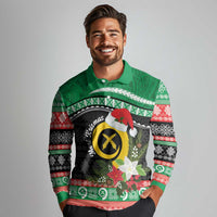 Vanuatu Pig's Tusk Meri Krismas! Long Sleeve Polo Shirt Vanuatuan Sand Drawing Pattern - Polynesian Pride