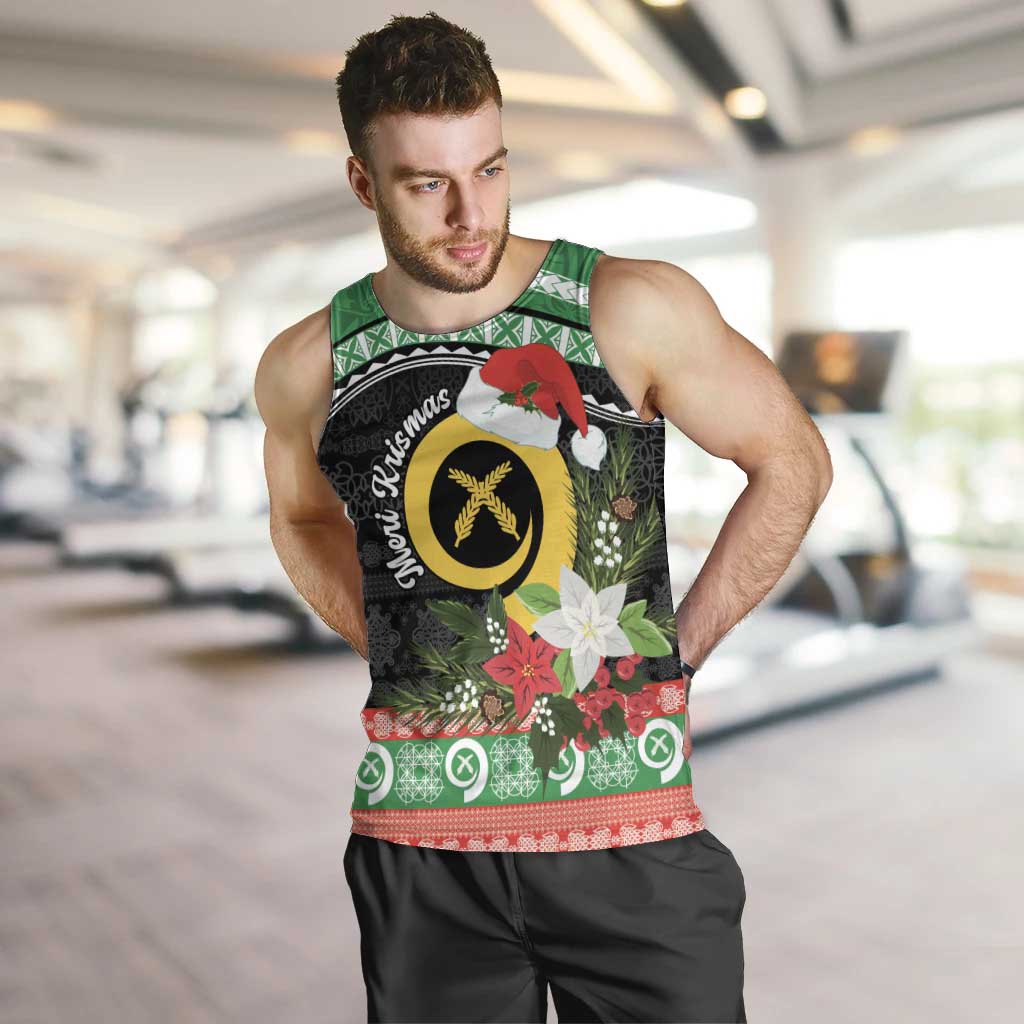 Vanuatu Pig's Tusk Meri Krismas! Men Tank Top Vanuatuan Sand Drawing Pattern LT9 Green - Polynesian Pride