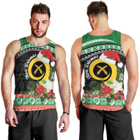 Vanuatu Pig's Tusk Meri Krismas! Men Tank Top Vanuatuan Sand Drawing Pattern LT9 - Polynesian Pride