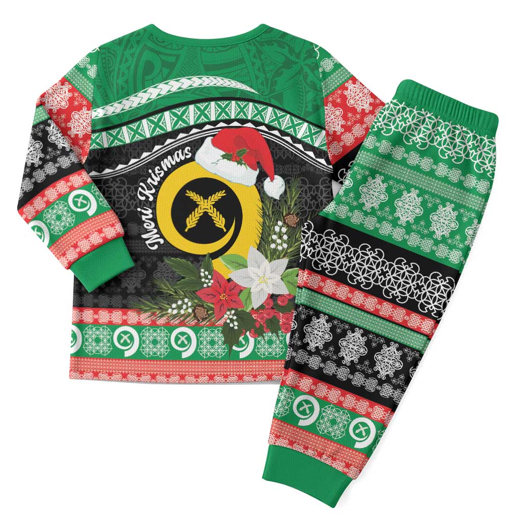 Vanuatu Pig's Tusk Meri Krismas! Christmas Pajama Set Vanuatuan Sand Drawing Pattern LT9 - Polynesian Pride